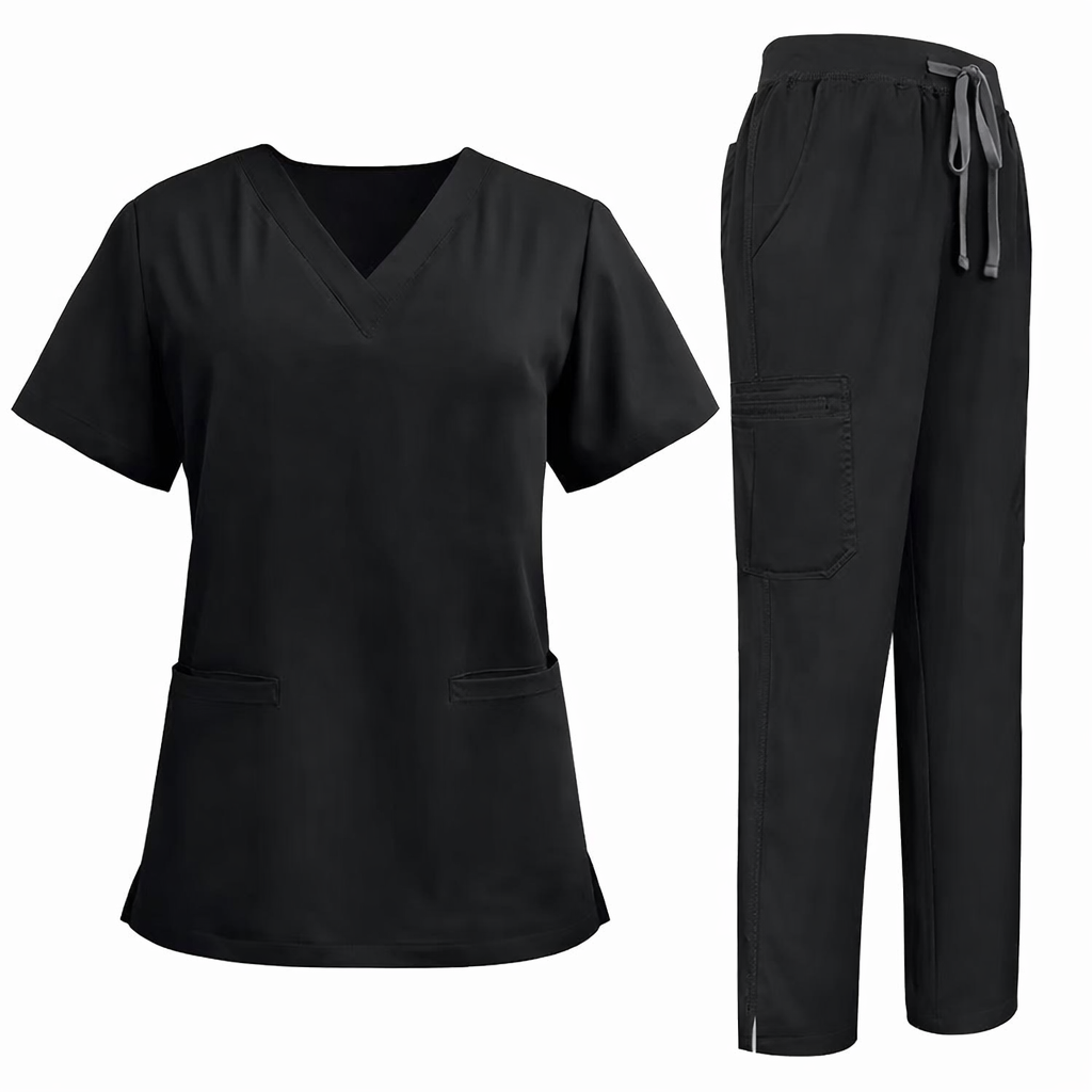 Black Classic Scrubs Set | Professional Medical Scrub Pants